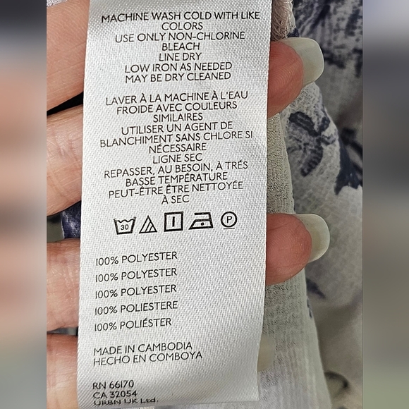 Ecote Debbie Asymmetrical Tiered Ruffle Tunic Tank Top, Blue Floral Motif, XS - Picture 8 of 9